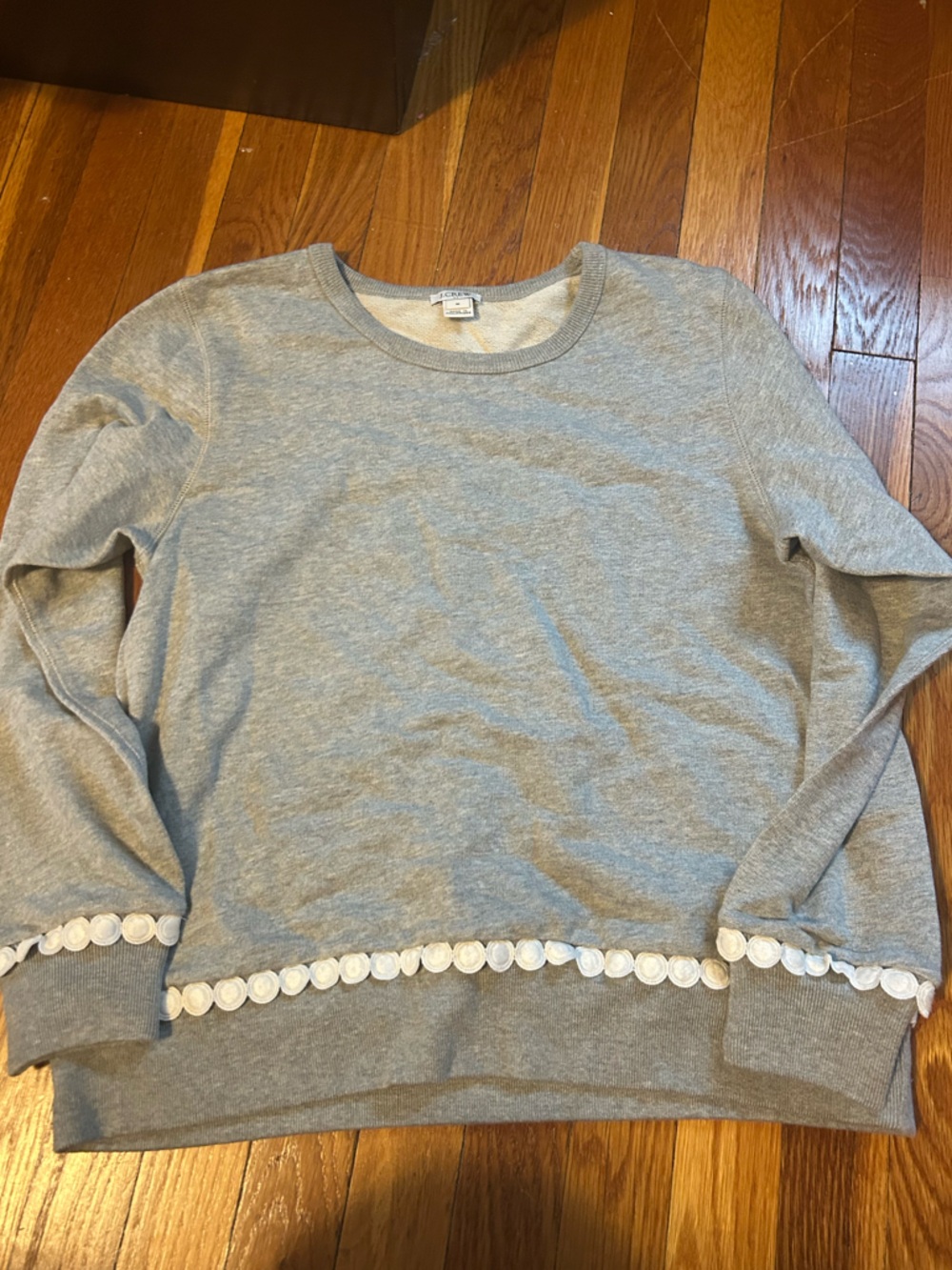 J. Crew Cream and Light Gray Knit Crewneck Sweatshirt